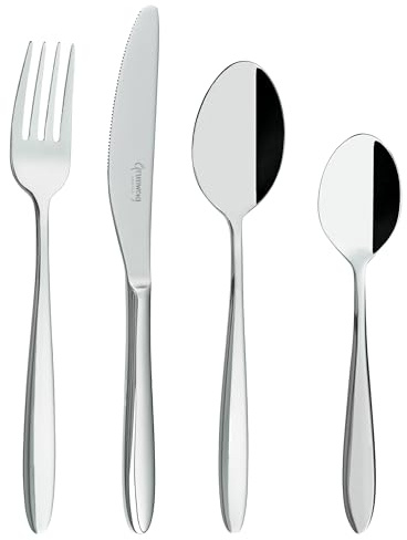 Grunwerg Balmoral 16 Piece Boxed Mirror Cutlery Set, 18/10 Stainless Steel, 4 x Table Knives, Table Forks, Dessert Spoons, Teaspoons