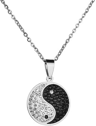 Guoguonb 2 pezzi Yin Yang Yang Yin Yang Taichi BFF coppia ciondolo collana abbinabile puzzle Best Friend collana partner gioielli collane per coppie BFF famiglia – argento e nero, Lega di acciaio