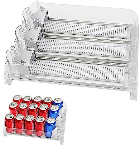 ZIOYA Dispensador de Latas para Frigorifico Automático de Ancho Ajustable, Organizador para Nevera, Congeladores y Armarios