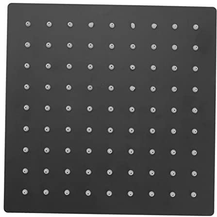 Tissting Cabezal de Ducha Cuadrado de Acero Inoxidable de 20cm Cabezal de Ducha de Lluvia Rociador de Agua Negro Montado En El Techo Superior para Baño