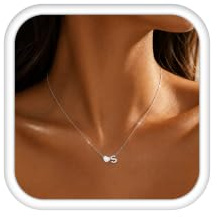 LOLIAS Silver Initial Necklace Personalised Jewellery for Women