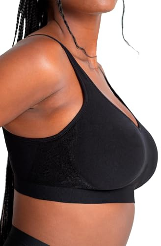 SHAPERMINT Bras for Women No Underwire - Seamless Bras for Women, Wireless Bra, Adjustable Plus Size Bra Black