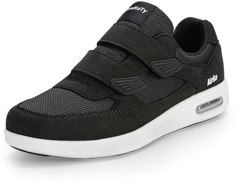 KWUKOTY Women's Adjustable Fit Diabetic Shoes Orthopedic Walking Sneakers | Plantar Fasciitis/Swollen Feet/Bunions | Wide White 6