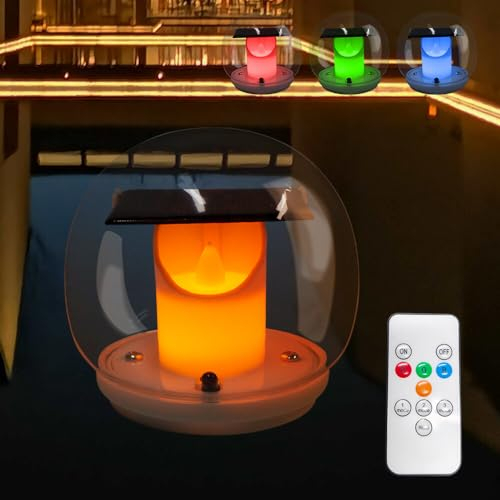 TGKYK Lampe Flottante Piscine Solaire, Multicolore Lampe Piscine Led Etanche avec Télécommande, IP67 Lumiere Piscine Hors Sol, Rechargeable Boule Lumineuse Piscine pour Piscine Etang Fête