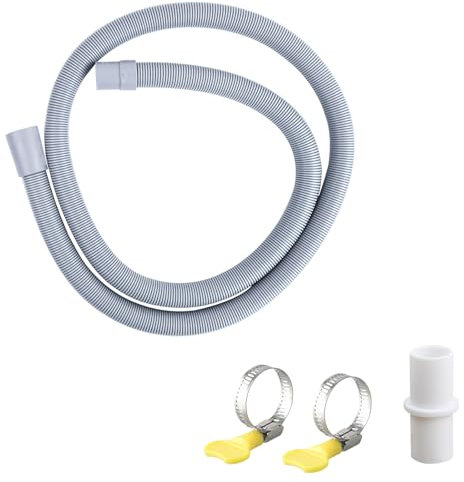 Tuyau de Vidange pour Machine à Laver - Rallonge Tuyau Vidange, Compatible avec la Plupart des Machines à Laver et Lave-Vaisselle avec Raccord Tuyau Vidange et 2 Clips Tuyau