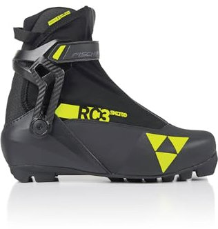 Fischer Unisex Adults RC3 Skate Performance Insulated Breathable Adjustable Winter Cross-Country Nordic Ski Boots for Skiers, Black/Yellow, 40