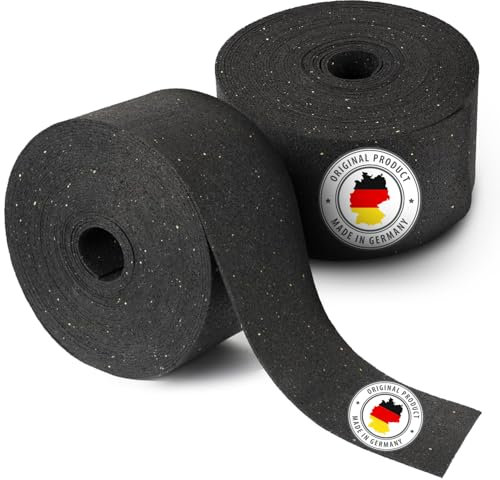 etm Terrassenpads Rolle - 5 Meter / 50 mm x 10 mm - Bautenschutzmatte für Terrassen aus Gummigranulat, zuschneidbare Gummi Unterlage als Antirutschmatte, Abstandshalter, Trittschalldämmung