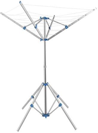 CROWNSHOP Rotary Washing Line 4 Arms 15M Metres of Clothes Line 142x142x160cm Washing Line Airers Clothes Airer Outdoor Portable Foldable Freestanding for Indoor Outdoor Dryer Caravan