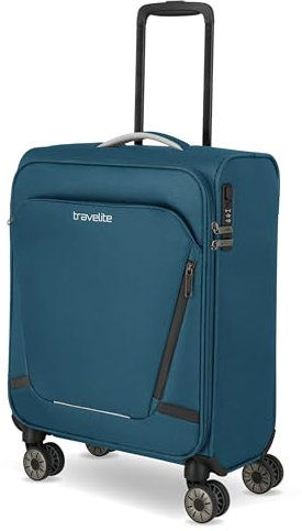 Travelite Handgepäck Koffer mit 4 Rollen für Condor + Ryanair, integriertes Zahlenschloss, Bordtrolley Jetpack: Superleichter Weichgepäck Trolley mit Aufsteckfunktion, 55x40x20 cm, 37 l, 1,9 kg