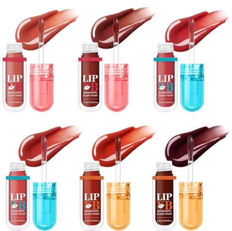 Gloss à lèvres hydratant – Lot de 6 rouges à lèvres anti-adhérents – Pugloss est complet – Sans colle, hydrate vos lèvres – Formule contenant des ingrédients hydratants – non seulement vous donne