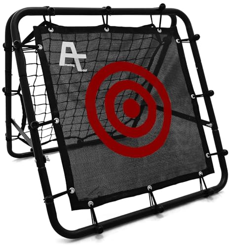 Football Rebounder Net – Double-Sided Soccer Training Goal for Kids, Portable PE Mesh Kickback Target for Shooting/Passing Practice – Folding Design for Garden & Indoor Use, 65x65cm
