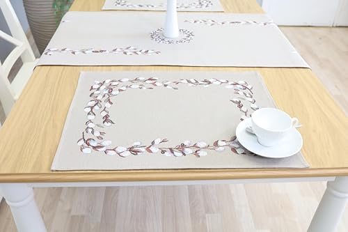 Bordstabletter tvättbara set om 12, 40 x 50 cm, bordsunderlägg tyg 100 % jacquard gobeläng, underlägg tallrik hög kvalitet återanvändbara för bröllop, födelsedag, kök, café – kattunge