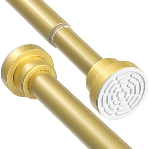 AIZESI Shower Curtain Pole 79-160cm Extendable Curtain Poles No Drilling Gold Tension Rods For Curtains Telescopic Shower Curtain Rail For Bathroom Bedroom Window Closet