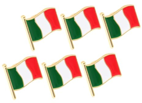 LIGIGWASH 6 pièces Broche Drapeau Italien Émail Métal Épingle Décorative pour Écharpes et Vêtements Accessoire Italien pour Fêtes et Célébrations