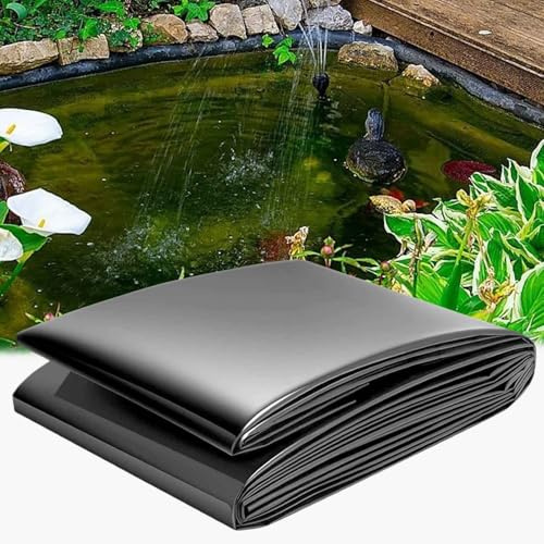 Revestimiento flexible negro para estanques, 4 x 4 m, 4 x 5 m, 4 x 6 m, 4 x 8 m, impermeable, para jardín, piscina, para formas irregulares, fuentes y cascadas, lámina de protección duradera para
