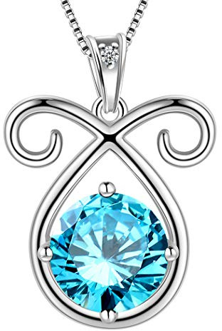 Aurora Tears Widder Halskette 925 Sterling Silber 12 Sternzeichen Anhänger Konstellation März Birthstone Halsketten CZ Horoskop Schmuck Geschenk für Frauen und Mädchen DP0134B