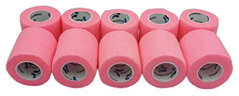PintoMed - Bendaggio Coesivo - 10 x Rosa - garza elastica - 10 rotoli x 5 cm x 4,5 m autoadesiva flessibile bende, primo soccorso - Wrap Cohesive Bandage - Confezione da 10