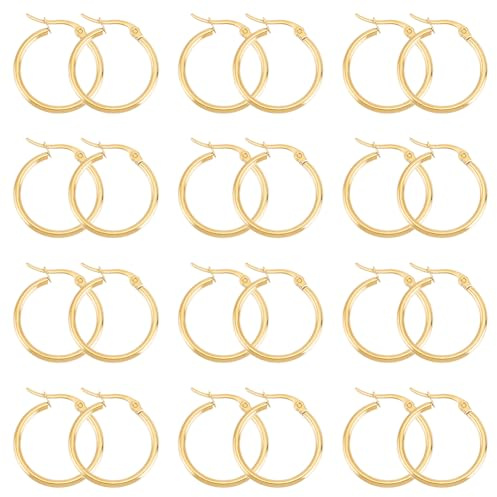 UNICRAFTALE Orecchini A Cerchio Dorati 12 Paio In Acciaio Inossidabile Ipoallergenico Con Perno Da 1x0.7 mm Set Earwires Componenti per Donna