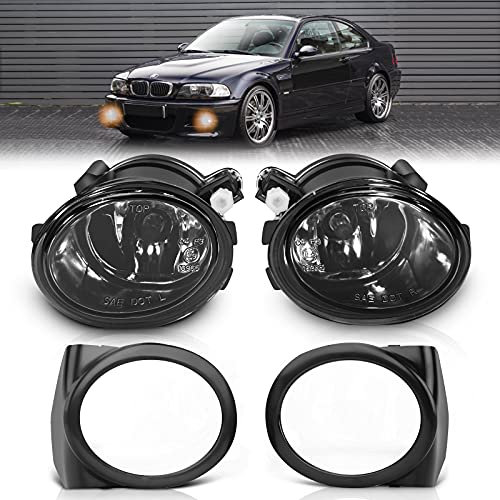 TangMiGe Nebelscheinwerfer für BMW (E46 E39 M-Tech Stoßstange M Sport Paket) 3er 5er M3 M5, 09/2000-12/2007, (HB SDN WGN CPE Conv), HB4, 1 Paar, Schwarz Smoke Objektiv
