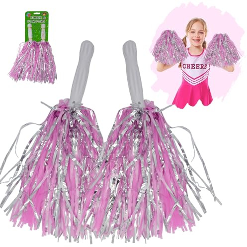 HOVUK Cheerleading Pom Poms for Kids and Adults, 35cm Cheerleader Poms for Dance, Sports Events, Party Decorations, School Spirit, Team Performances and Costume Accessories