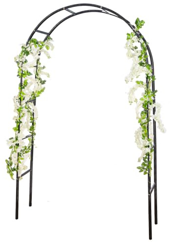 RUBFAC 7.8ft Garden Arch Trellis for Climbing Plants Outdoor, Metal Arch Frame Garden Arbors and Arches, Outdoor Archway for Flower Vines Wedding Bridal Party Decoration, Black