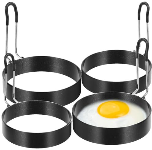 Dimeho Anelli per Uova per Friggere Uova Antiaderenti in Acciaio Inossidabile Anello per Uova Fritte Piastra per Pancake Anelli Rotondi per Cottura delle Uova Stampo per Muffin Inglesi Colazione