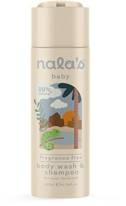 Nala's Baby Body Wash & Shampoo | Award-winning | 99% Natural | Dermatologically-tested and Paediatrician-approved | Tear-Free | Nourishing Oat and Shea Butter | Vegan | 200ml | Nalas Baby