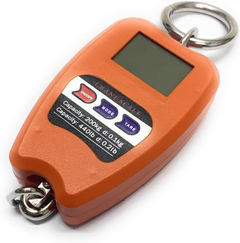 SQUADO Bilancia professionale elettronica digitale, pesa valigie da viaggio, per pesca, dinamometro con gancio a sospensione, industriale, portatile 200 kg