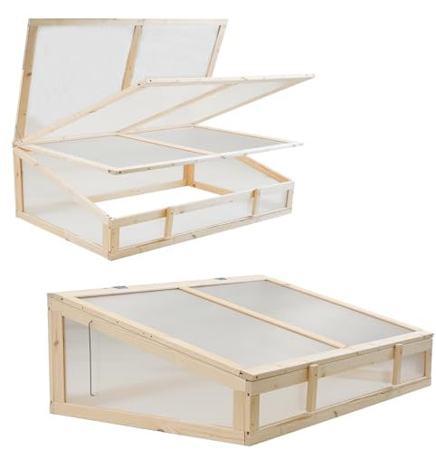 TRUTZHOLM Frühbeetaufsatz aus Massivholz 120x80x40 cm Frühbeetkasten mit verschließbarem Deckel Gewächshaus für Hochbeet 120x80 cm Beete Mini Gewächshaus Pflanzkasten (Natur)