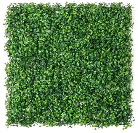 LUWENER 4PCS Artificial Grass Wall 1m x 1m Boxwood Grass Wall Panels,4pcs Greenery Artificial Leaves Hedge PanelsBackdrop Boxwood Hedge Panels for Fence Privacy Screen(Green Milan Leaves)