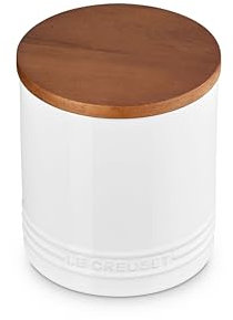 Le Creuset Signature Salt Cellar and Storage Canister with Wood Lid, 1.2 qt., White