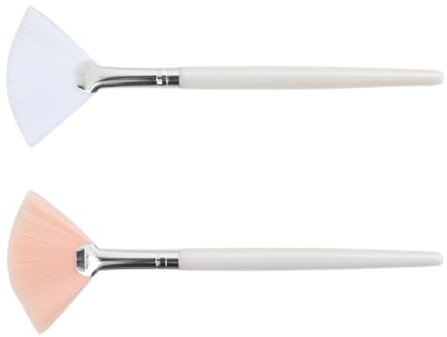 2 pennelli a ventaglio, morbidi per il viso, 15 cm, pennelli professionali per maschera acido, applicatore cosmetico, pennello per trucco, crema e gel multiuso