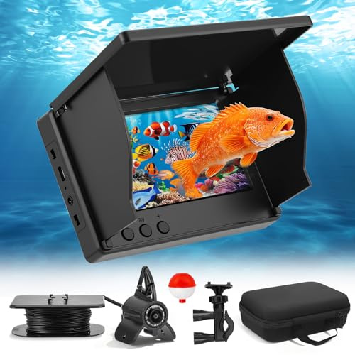 Cámara Submarina para Pesca, Buscador de Peces con Pantalla IPS 4,3 y Cable 30m, Visión Nocturna Infrarroja, Gran Angular, Impermeable IP65, para Pesca en Hielo, Lago, Río, Mar y Barco