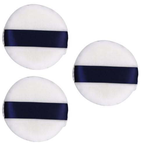 HOMSFOU Juego de 3 Borlas Cosméticas de Vellón Blanco para Maquillaje Profesional, Aplicación Correa, Adecuado para Polvo Corporal y Uso Húmedo Color Aleatorio