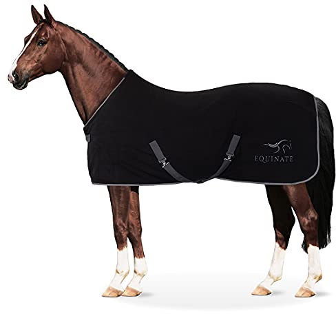 Equinate Abschwitzdecke Nevada aus Fleece mit Widerristpolster und Kreuzbegurtung 165cm Schwarz