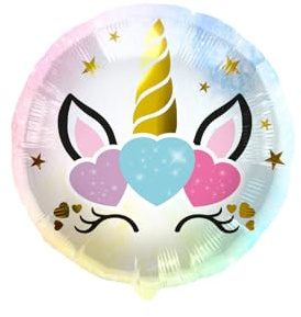 Folat 62994 Ballon en aluminium en forme de cœur, motif licorne, multicolore