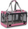 ALLSOPETS Sac de Transport Pliable pour Chat et Petit Chien, Caisse Souple Respirante Jusqu’à 9 kg, Sac à Main pour Avion Voiture Camping Vétérinaire et Voyage (Rose Chiné)