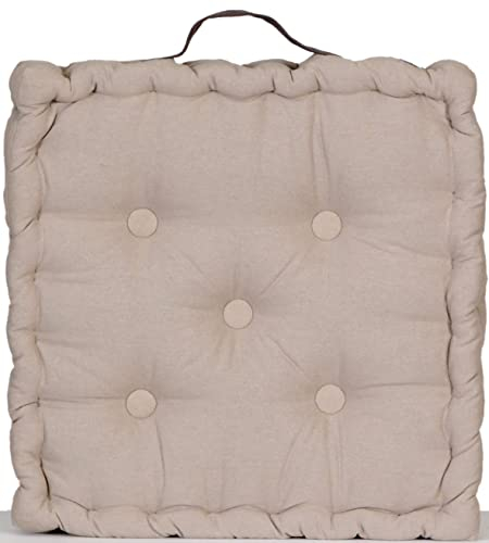 Atout Ciel Bodenkissen, 40 x 40 cm, mit kontrastierendem Griff, quadratisch, Taupe