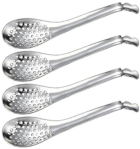 EdirFtra 4 Pezzi Cucchiaio sferico in Acciaio Inossidabile, Cucchiaio da Cucina Caviale, Cucchiaio scolapasta, Cucchiaio Buffet, Cucchiaio Gourmet, Cucchiaio sferico da Cucina per Cucina.