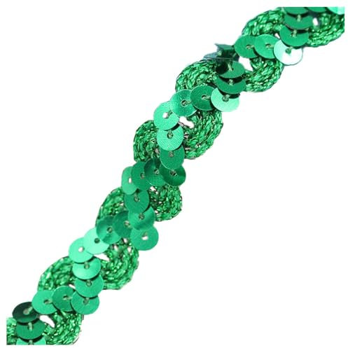 Pmnzdy 25M Paillettenband Glitzer Pailletten Bänder Zierband Paillettenbesatz Applikation Dekoband Paillette Trim Glänzendes Borte Bling Ribbon Nähen Handwerk Zubehör für Kleid Stirnband Grün