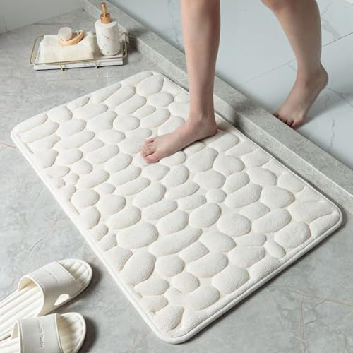 Vilgftyiet Alfombrilla de baño de espuma viscoelástica de alta absorción, antideslizante, alfombra acolchada (leche), E515Q9KBTYT08U0339O6I