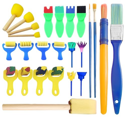 YSJCHEBS 20 spugne pittura e 5 pennello, set multifunzionale per bambini