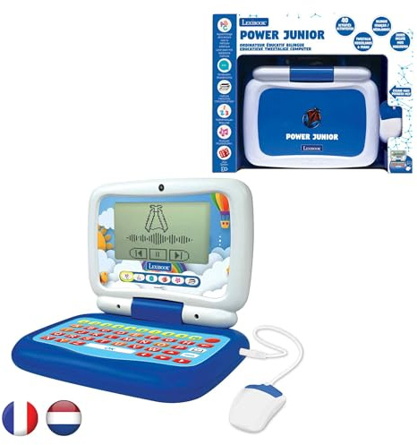 Lexibook, Power Junior, Notebook educativo bilingue Francese/neerlandese con 40 attività tra Cui Un Nuovo Modo di Imparare a Leggere e contare, JC398i10