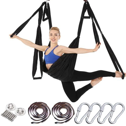 PRMTYUP Anti-Schwerkraft-Schaukel, LuftzuggeräT FüR Schaukeln, Yoga-Gurt FüR Sling, Yoga-Schaukeltrapez, Sling-Inversionswerkzeug, Sling-InversionshäNgematte, Yoga-HäNgematte,03,250 * 145CM