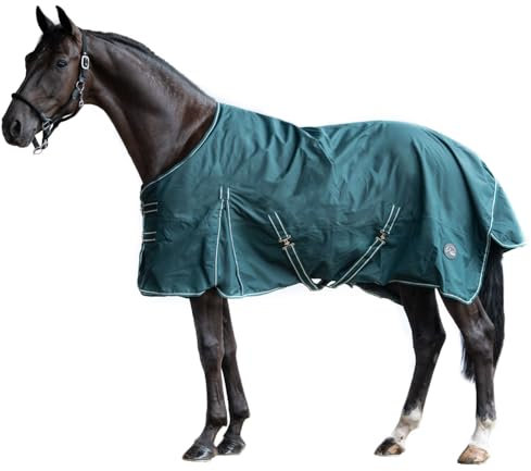 HKM - Outdoor Pferdedecke mit Fleece in dunkelgrün; wasserdichte, Passgenaue & hochwertig verarbeitete Pferde Regendecke, 300 gr Füllung, 135 cm