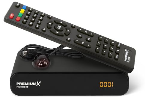 Premium X HD 221S Sat Receiver – DVB-S2 FTA Digital Satellitenreceiver, Unicable tauglich, HDMI & SCART, USB Media Player, kompakt, vorinstallierte deutsche Sender