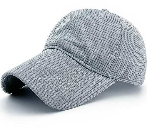 Masktide Oversize XXL Mens Full Mesh Long Bill Breathable Baseball Caps Running Womens Quick Dry Outdoor Sports Golf Hats Light Grey