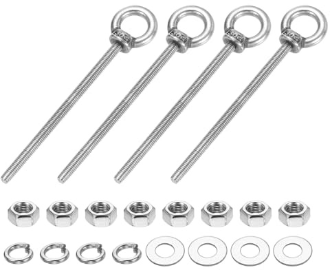 PATIKIL M3 X 50mm Bullone Ad Occhiello Con Spalla 4 Pezzi 304 Acciaio Inossidabile Anello Di Sollevamento Bullone Ad Occhiello Filettato Con Doppi Dadi Molle Per Cinghie Di Sospensione