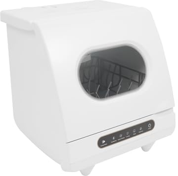 Deurqund Mini Diskmaskin, 800 W Bordsdiskmaskin Kompakt med 5 Program, Diskmaskin Liten för Kök, Lägenhet, Restaurang, 45 x 45 x 43 cm