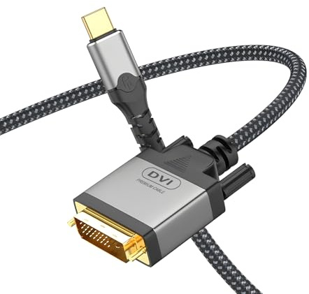 baolongking USB-C till DVI-kabel i flätad nylon, 4K30Hz, USB 3.1 Typ C till DVI-kabel, lämplig för mobiltelefoner, laptops, tabletter, projektorer, skärmar (1 m)